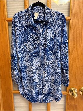 EUC Chico's 1 Rhinestone-Studded Collar Tunic Blouse